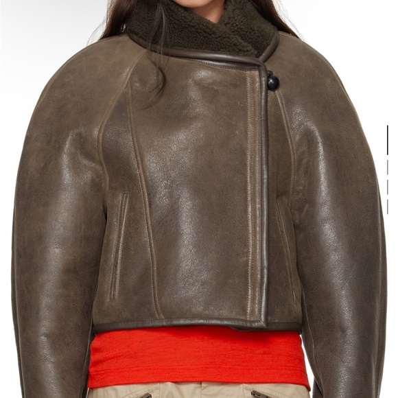 Brown Leather Jacket with Beige Cargo Pants - Picture 3 of 3